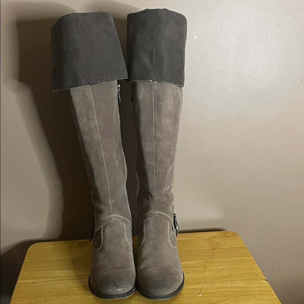 😄Knee high suede boots lined buckles eu 37